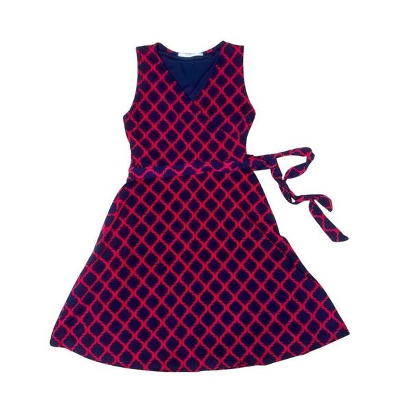 41 Hawthorn Red Navy V-Neck Sleeveless Dress SMALL - Picture 1 of 12